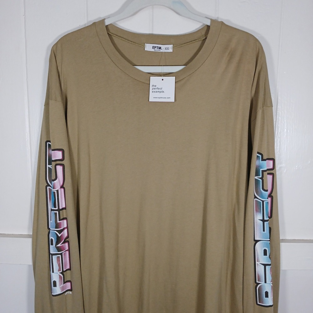 EPTM Long Sleeve T-Shirt Mens XXL Tan Perfect Graphic Streetwear 7918